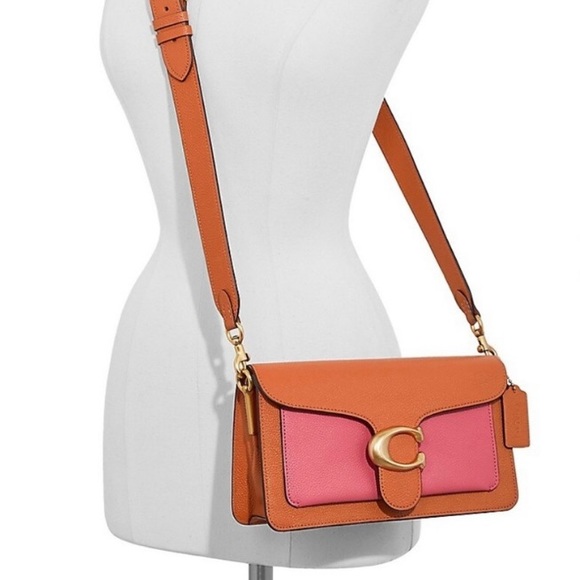 💗🧡 Coach - Tabby 26 - Colorblock 🍉 Watermelon / Burnt Orange / Brass - Picture 3 of 9
